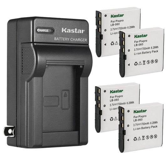 Kastar 4-Pack Battery and AC Wall Charger Replacement for GE GB-60 Battery, GE GE X600 GE General Imaging Power Pro X600 Digital Camera SOSUN Sosun