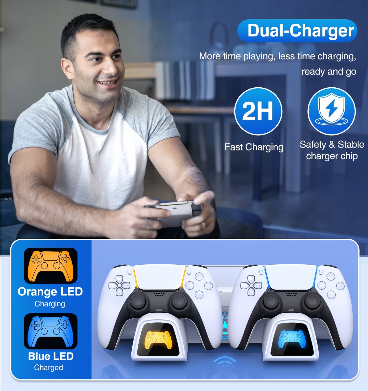 PS5 Stand with Cooling Station&Dual Controller Charger for Playstation 5 PS5 Console, CYKOARMOR PS5 Accessories with 5V/3A Adapter, PS5 Base
