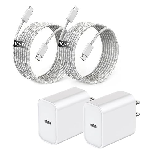 iPhone Charger Fast Charging,[Apple MFi Certified]2Pack USB C Wall Charger Block iPhone Charger 10FT USB C to C Woven Cable for iPhone 17E/17