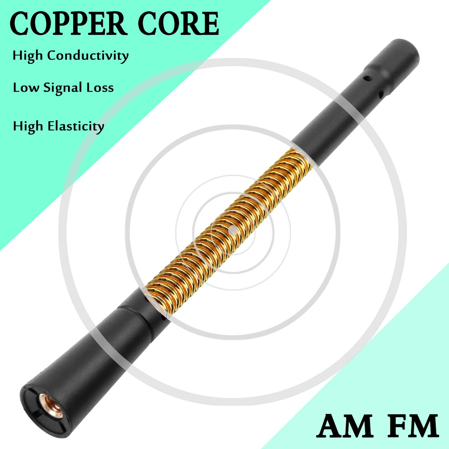 KSaAuto H12 Pair AM/FM Radio Antenna for Harley Davidson Road Street Electra Tour Glide (1998-2026) 7 Inch Polished, Copper Core & Screw, Flexible