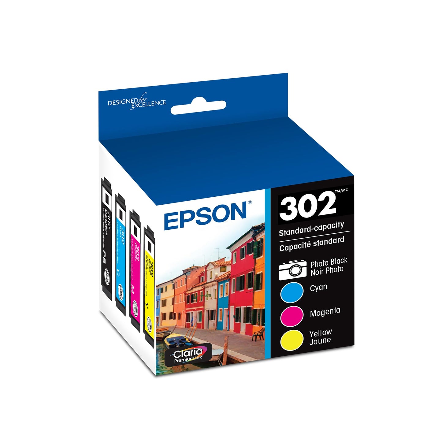 EPSON 302 Claria Premium Ink Standard Capacity Color Combo Pack (T302520-S) Works with Expression XP-6000, 6100