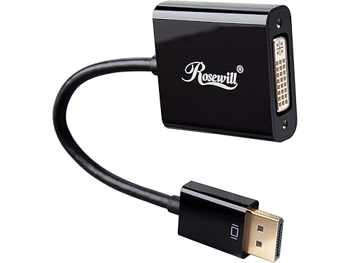Rosewill osewill DisplayPort to DVI Video Adapter Dongle | Portable Converter for PC Computers, Laptops, Monitors, Projectors, TVs