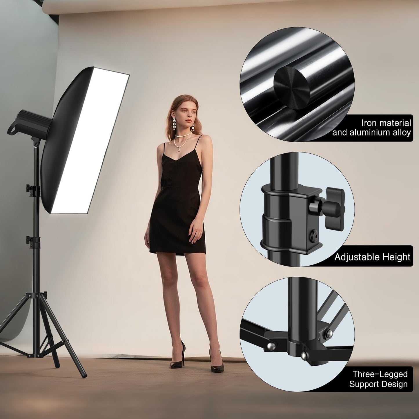 Vallkay Professional Light Stand Photography 110"/9.2ft/280cm, Air Cushioned Photo Video Metal Tripod Stand for Softbox, Studio Light, Reflector, Ring