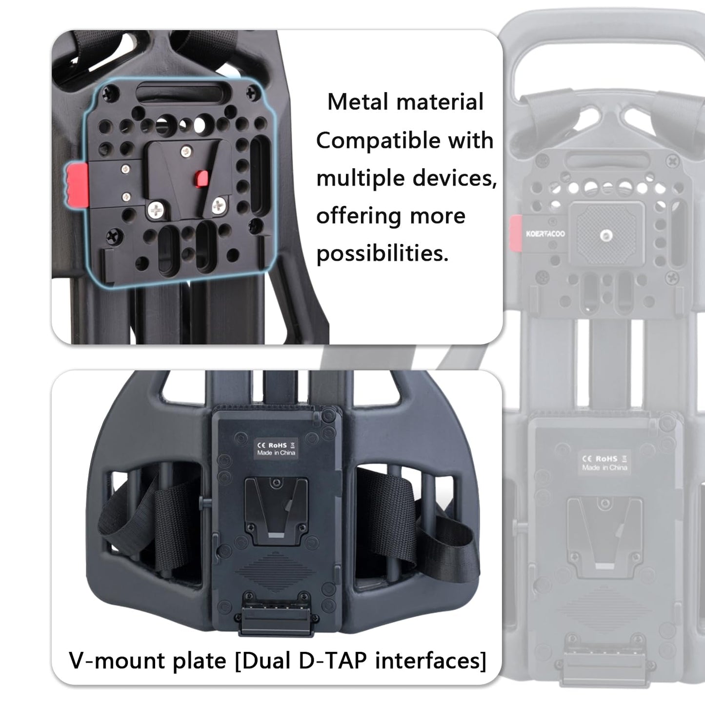 KOERTACOO Video Outdoor Live Broadcast Power Backpack Vest Mobile Outdoor Clip Pusher, V-Mount Battery Clip Power Output Power Supply, Suitable
