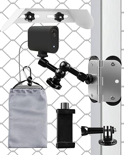 Magnetic Fence Mount with Sunshade and Power Bank Pouch Compatible with iPhone Mevo Start GoPro, Fence Holder Fit for Recording Gamechanger Baseball
