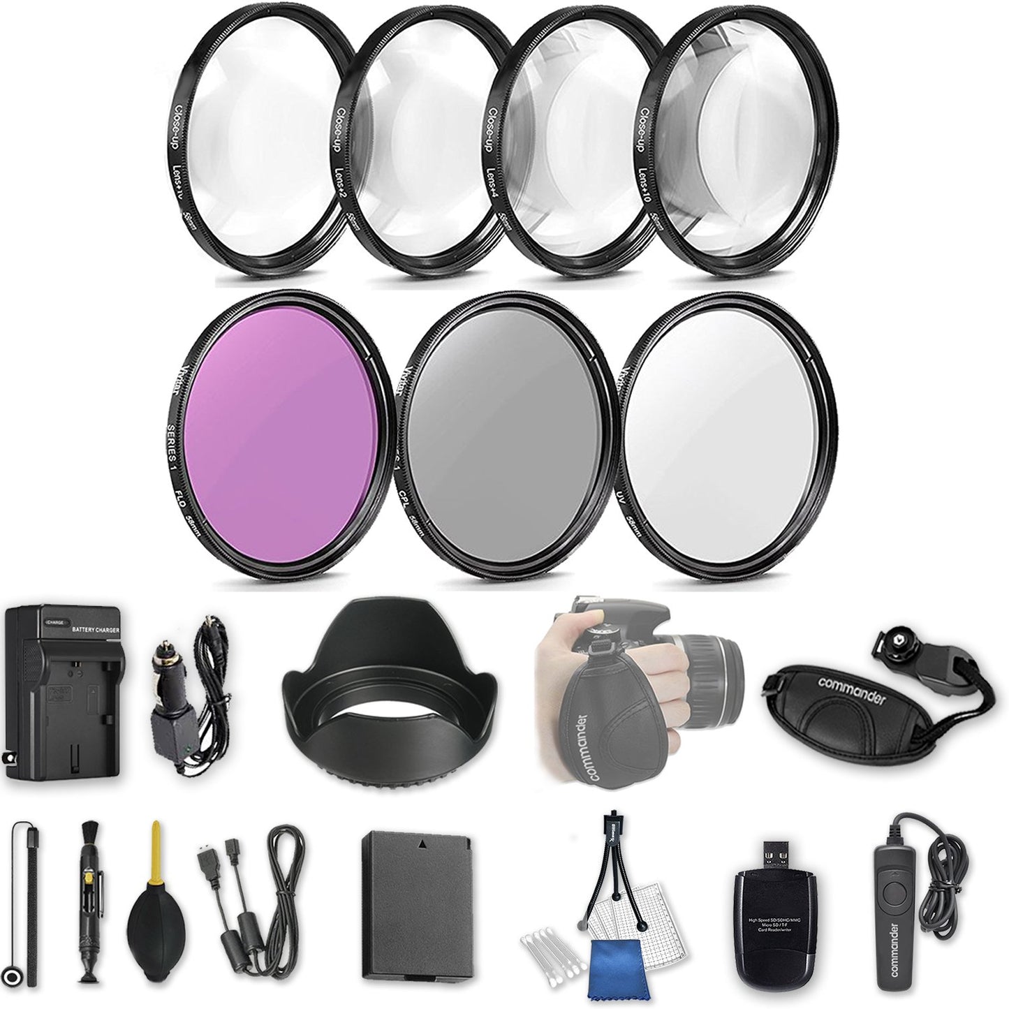 58MM 21 PC Accessory KIT for Canon EOS Rebel T6, T5, T3, 1300D, 1200D, 1100D DSLRS with