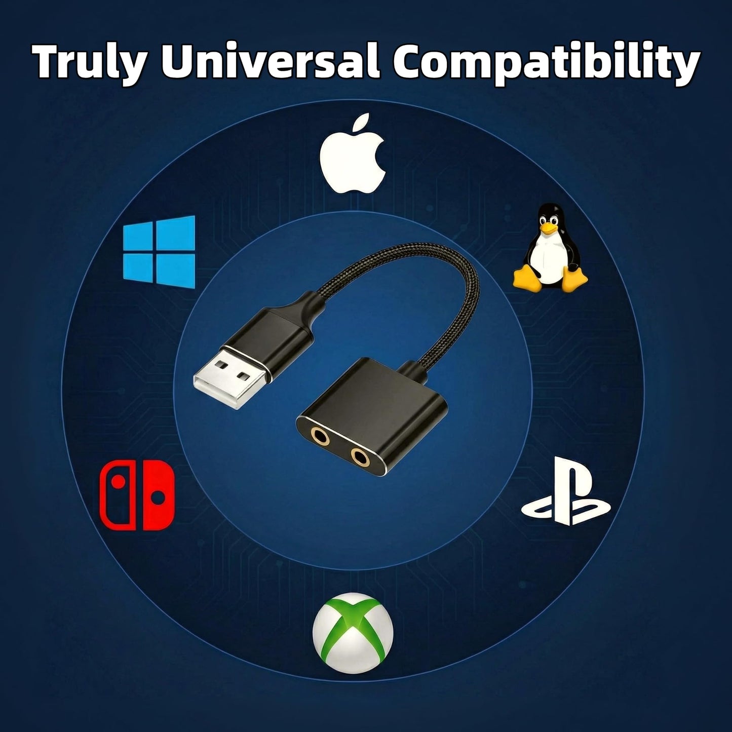 Bewinfy Universal USB Audio Adapter with 3.5mm Combo Jack - for PC, Laptop, Mac, PS5, PS4 & More (Windows/Mac/Linux Compatible)(AA-01)