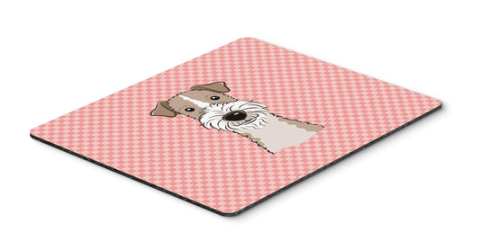 Caroline's Treasures BB1247MP Checkerboard Pink Wire Haired Fox Terrier Mouse Pad, Hot Pad or Trivet for Home Office Gaming Working Computers Laptop