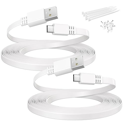 Itramax Micro USB Extension Cable 20FT 2Pack,Flat USB to Micro Long Charging Power Extender Cord Wire Replacement for Security Camera,Blink