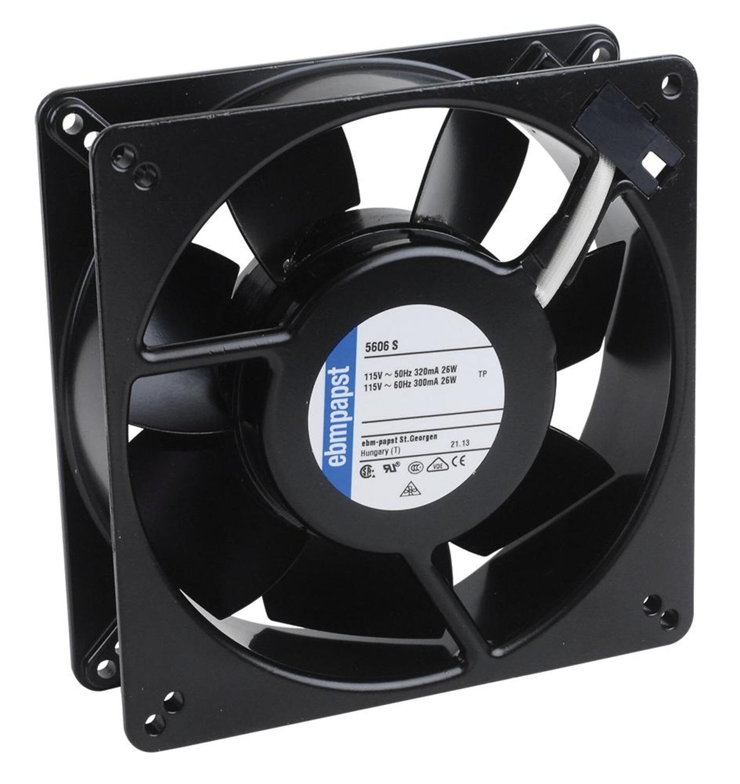 EBM PAPST 138MM 115VAC Axial Fan, 3.6W, 2500RPM, 3E+1dB, 138x138x13.8mm, Copper, 3-Pin, Forced Air, Desktop