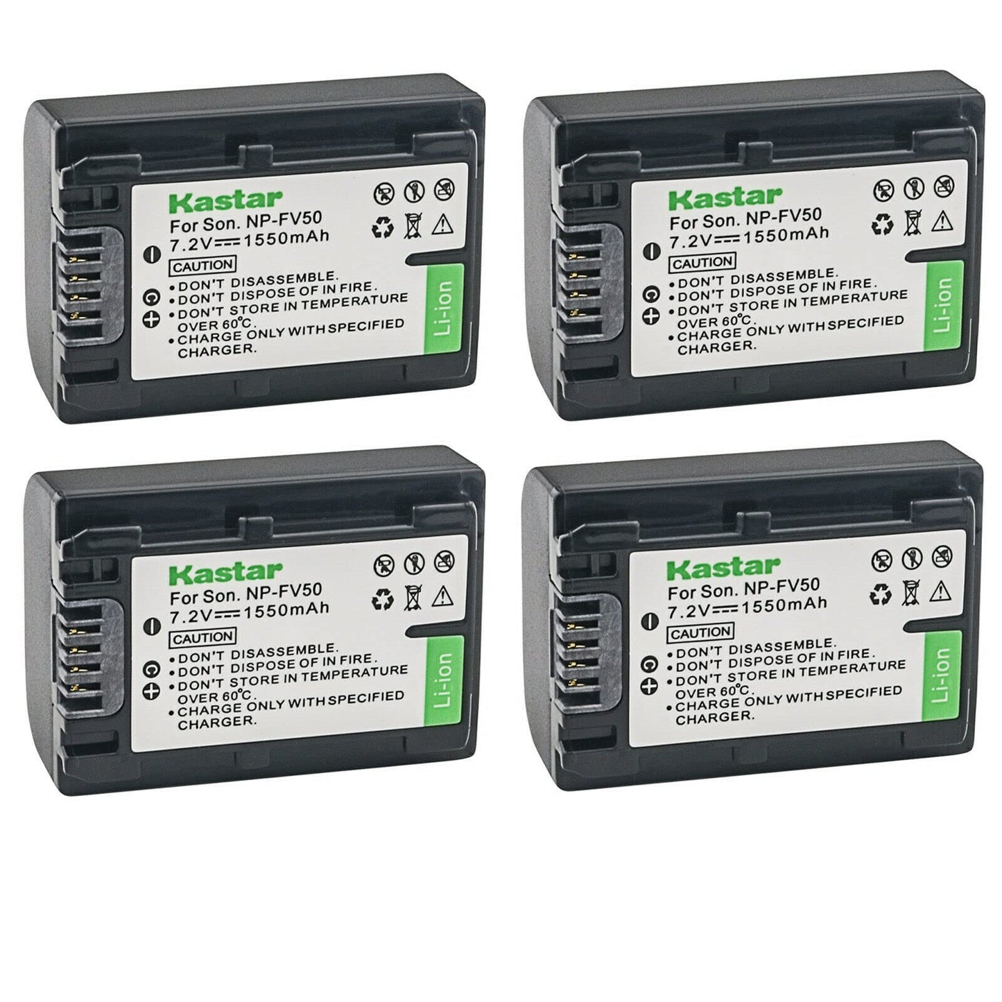 Kastar 4-Pack NP-FV50 Battery Replacement for Sony FDR-AX43, FDR-AX53, FDR-AXP55, HDR-CX110, HDR-CX115, HDR-CX116, HDR-CX130, HDR-CX150, HDR-CX155