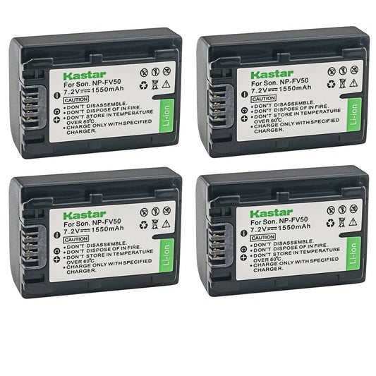 Kastar 4-Pack NP-FV50 Battery Replacement for Sony FDR-AX43, FDR-AX53, FDR-AXP55, HDR-CX110, HDR-CX115, HDR-CX116, HDR-CX130, HDR-CX150, HDR-CX155