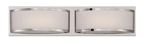 Nuvo Lighting 62/312 Mercer LED Two Light Wall Sconce 9.6 Watt 570 Lumens Soft White 2700K KolourOne LED Technology Frosted Glass Polished Nickel