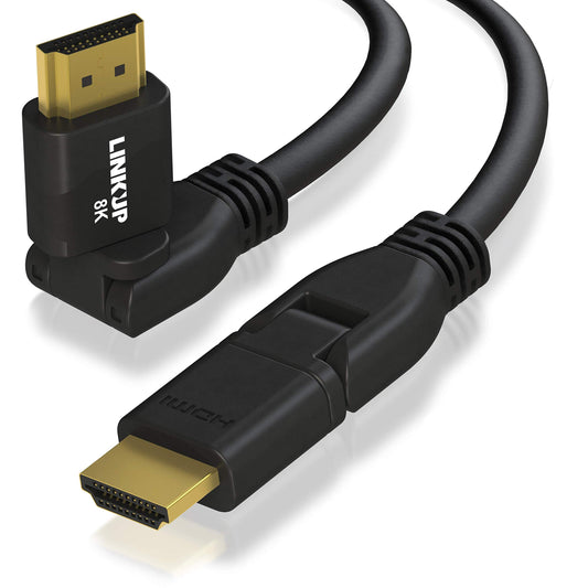 LINKUP - Ultra High-Speed HDMI 2.1 8K Cable 360° Swivel Angle Connector | DSC HDR UHD Digital Video Cord - Tough 28AWG 48GB/s | 10K 8K 5K 4K 2K 1080 |