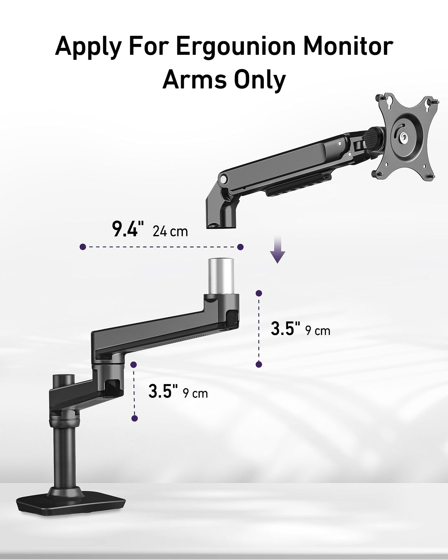 Extension Arm Only for Ergounion Monitor Mounts, to Increase Arm Length, Perfect Upgrade for The E6/W6 Series Monitor Arm | Not Compatible with Other