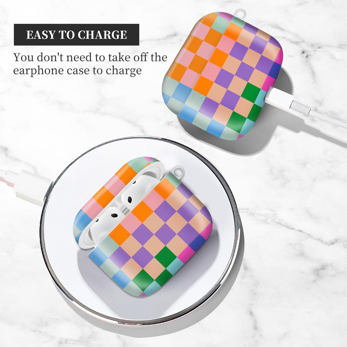 Case Compatible with AirPod 4th Generation 2024,Shockproof Protective Case Cover with Keychain for Women Men,Wireless Accessorie Charging Cases