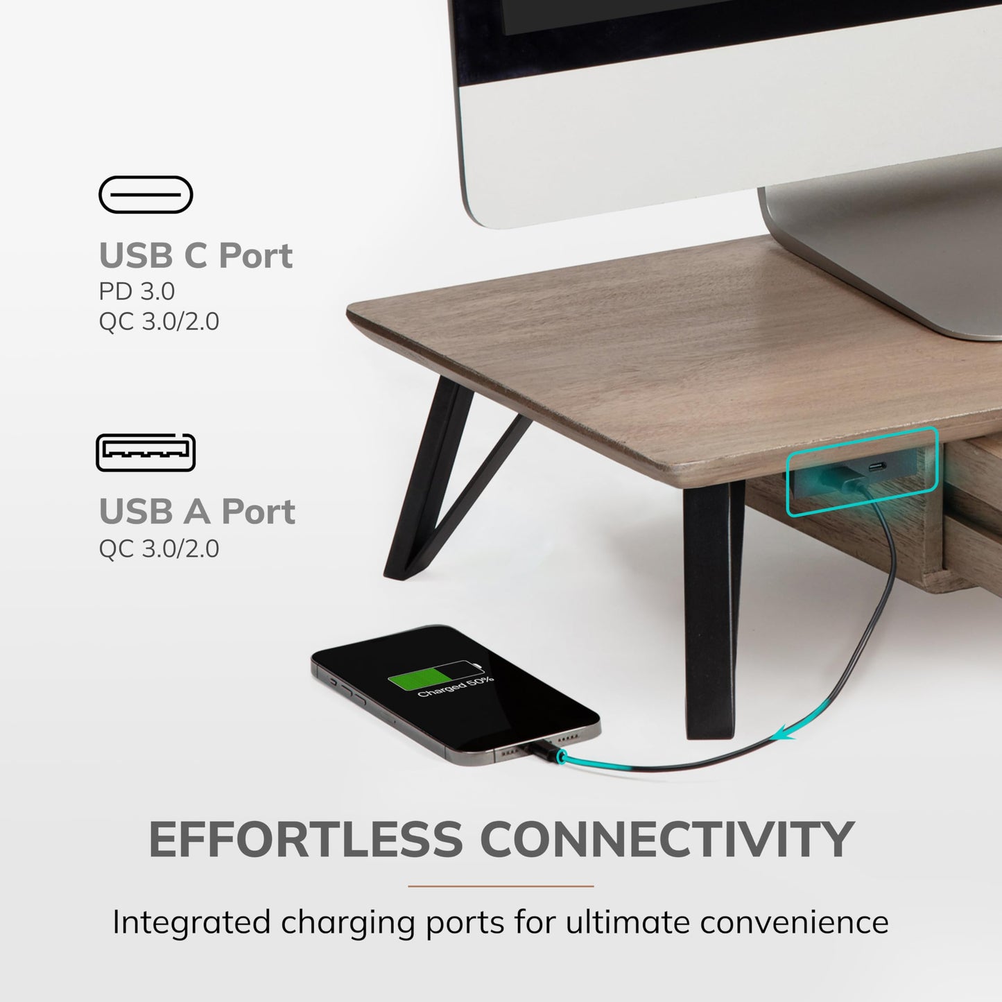 Anji Mountain Monitor Stand - Desktop Organizer & Laptop Riser, Ergonomic Monitor Riser, Space-Saving Monitor Stand for Desk, Durable Construction