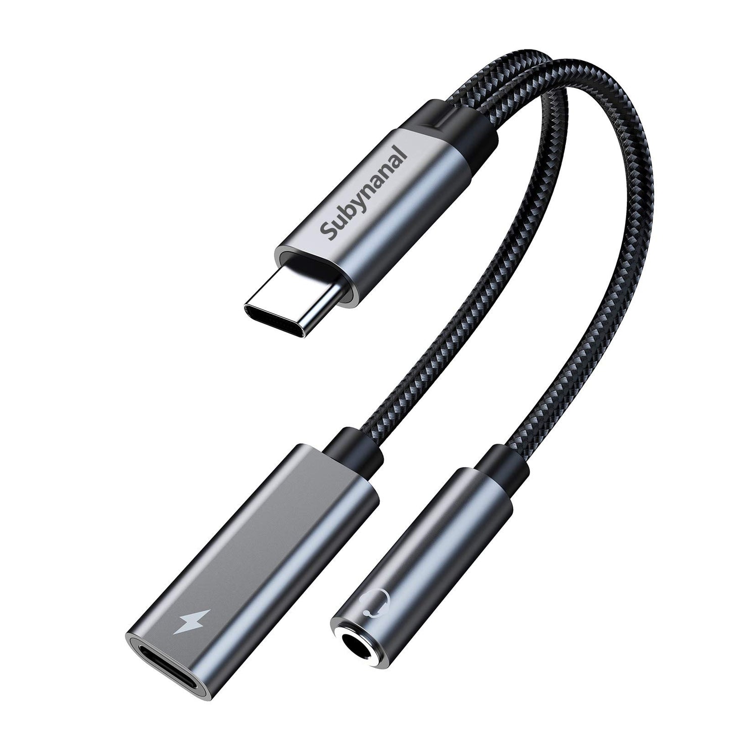 Subynanal USB c to 3.5mm Headphone and Charger Adapter,2 in-1 USB C PD 3.0 Charging Port to Aux Audio Jack and Fast Charging Dongle Cable Cord