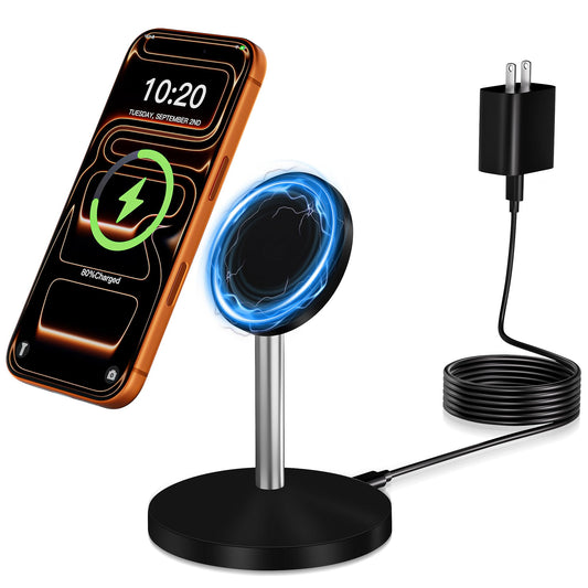 Magnetic Wireless Charging Station,25W Fast Charger 6FT Mag safe Wireless Station Pad,Magnetic Mag-Safe 360° Charger Stand for iPhone 17/17 Pro/Air/17