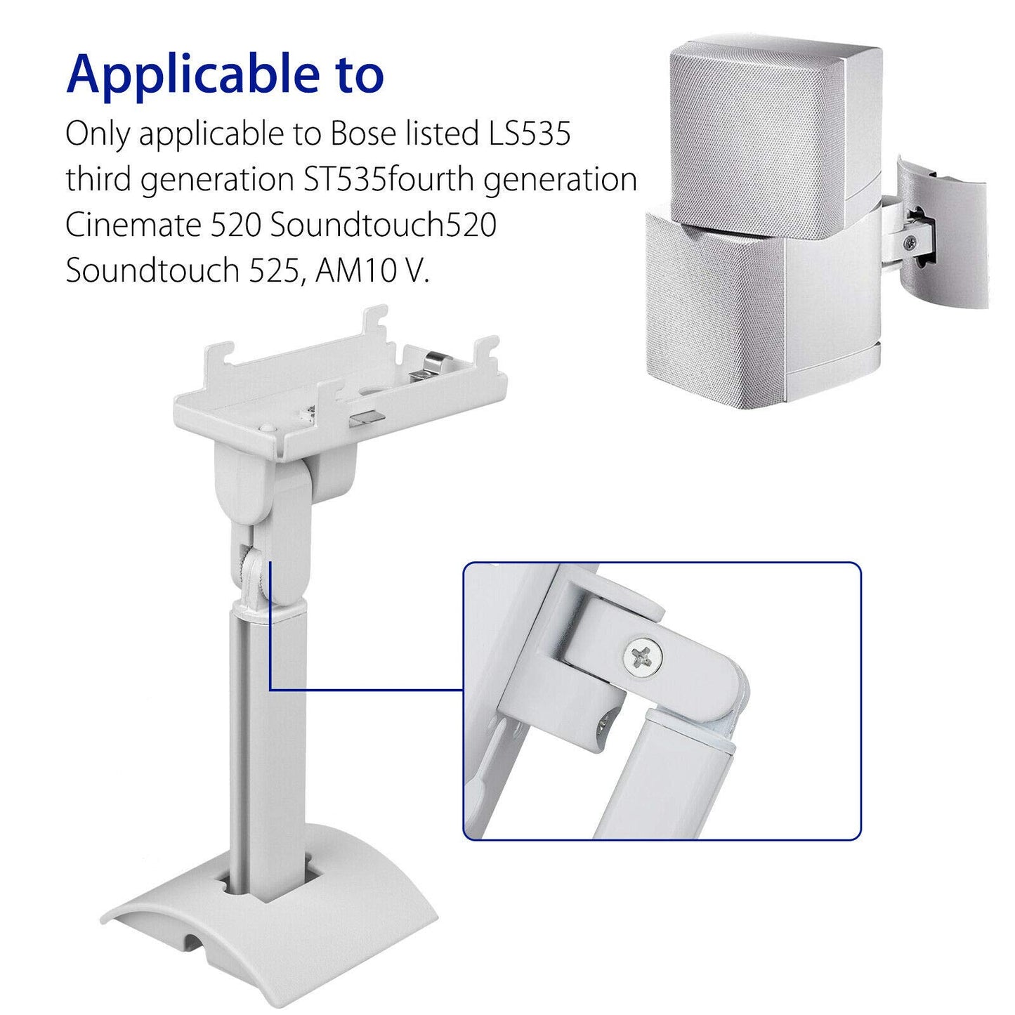 BestPartsCom Steel Wall Mount Ceiling Bracket Stand for UB-20 Series II Compatible with All Bose CineMate Lifestyle White