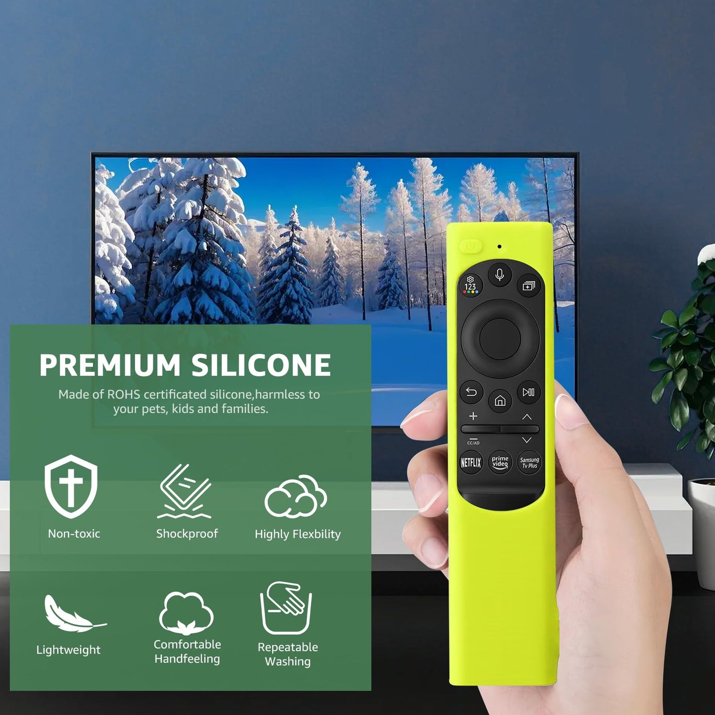 [2 Pack] Climberer Remote Cover for Samsung Flat Smart TV Remote, Silicone Protective Case for Samsung SolarCell Remote 2021-2025 BN59-01388A Glow in