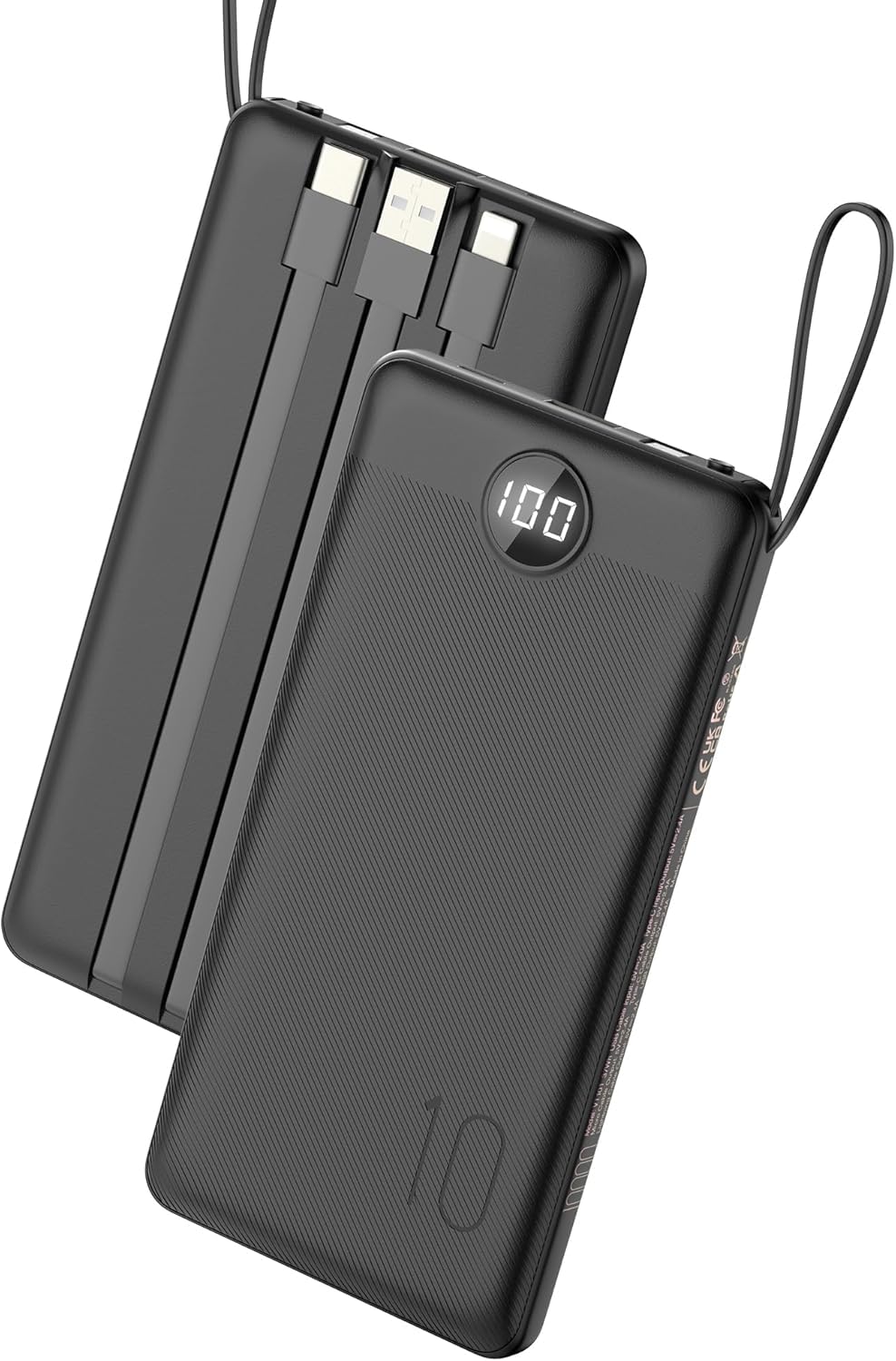 VEEKTOMX 10000mAh Portable Charger with Built-in Cables