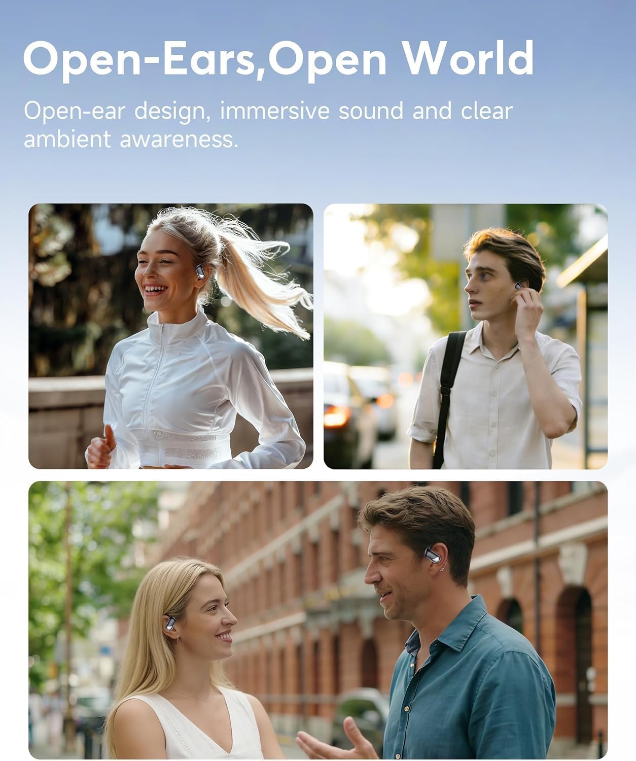Ultra Open Ear Headphones, Over Ear Bluetooth Bone Conduction Earbuds
