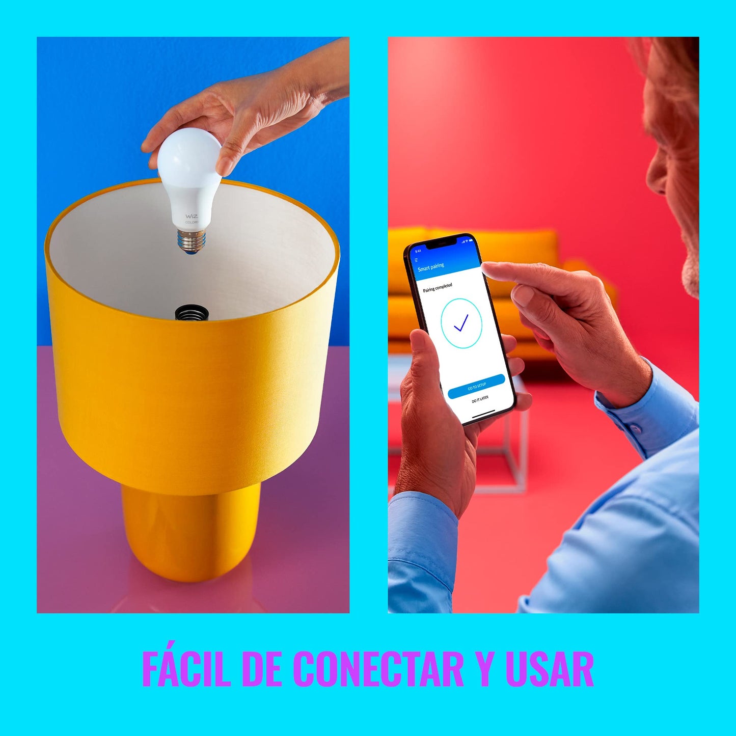 WiZ LED Smart Light Bulbs, Sunset to Sunrise Automation + Motion Detection + Control with Voice or App, Full Color A19 60W 800LM E26 Indoor, Matter