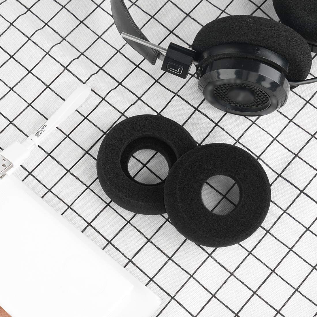 Geekria Comfort Foam Replacement Ear Pads for GRADO SR60, SR80, SR125, SR225, M1, M2 Headphones Ear Cushions, Repair Parts with Video Guide (Black)