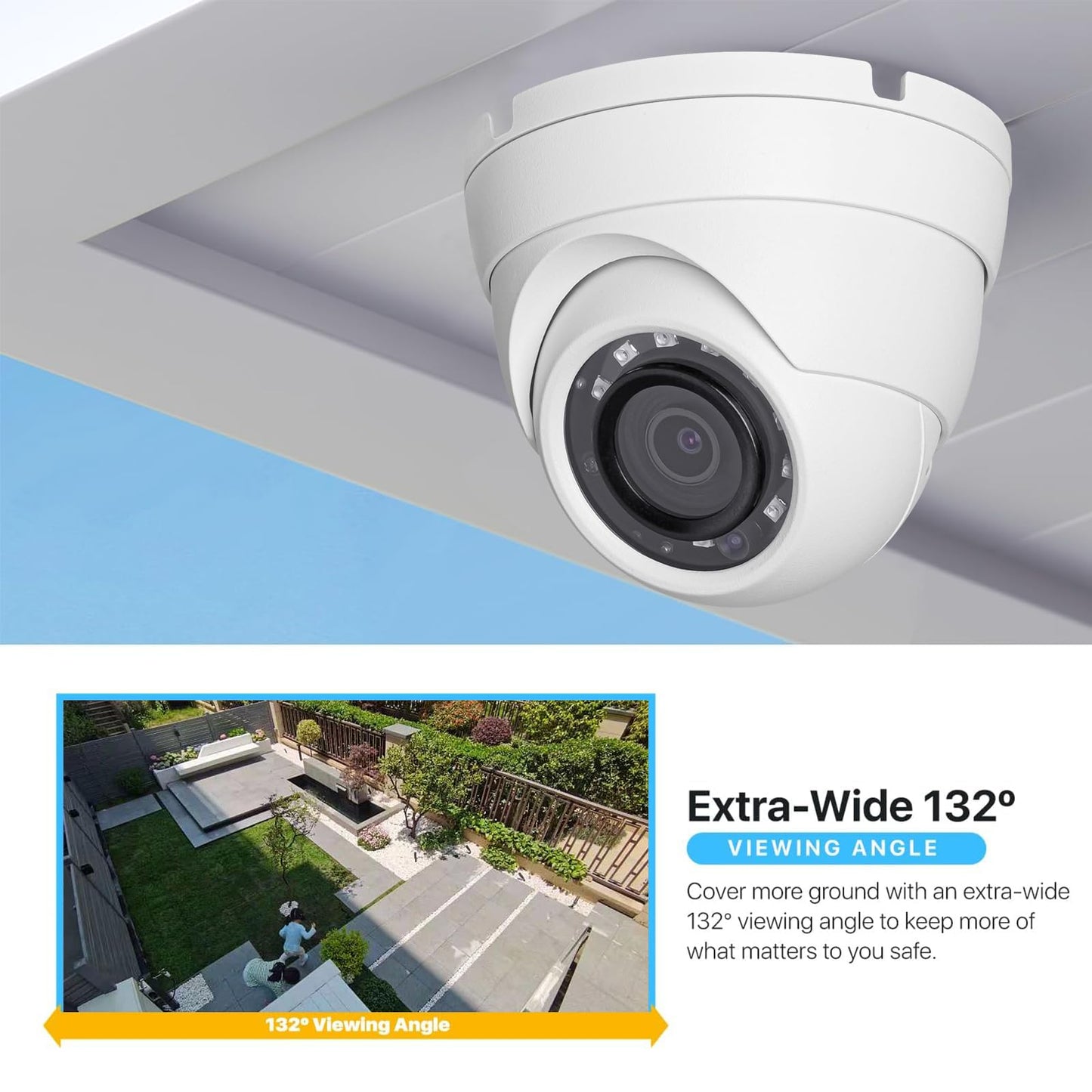 OHBET DahuaSecurity 4MP PoE IP Turret Camera with 12 IR LED, IP Security Camera Outdoor Indoor Night Vision IP67 Waterproof 2.8mm Wide Angle Lens Full