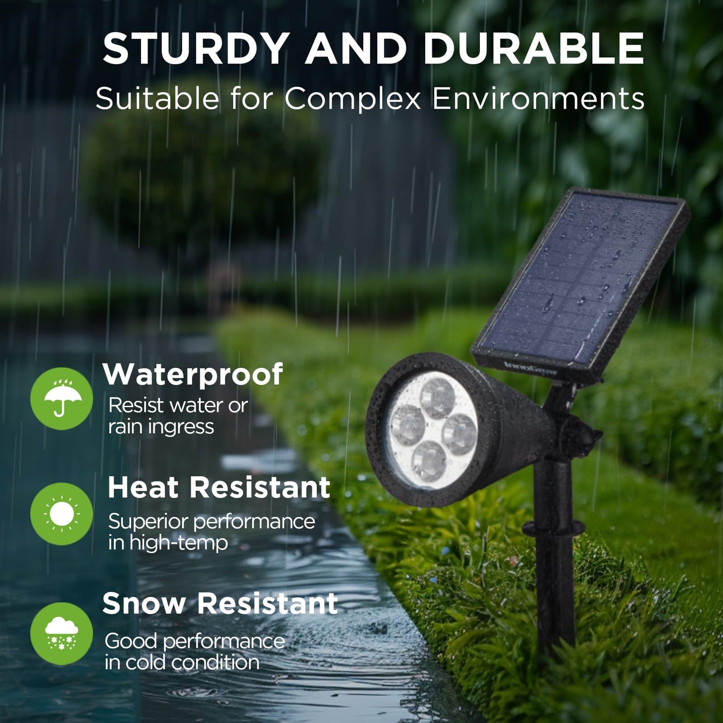 InnoGear Solar Lights Outdoor Waterproof Solar Garden Light for Outside Yard Landscape Lighting Pathway Spot Lights Spotlight Wall Light Auto On/Off