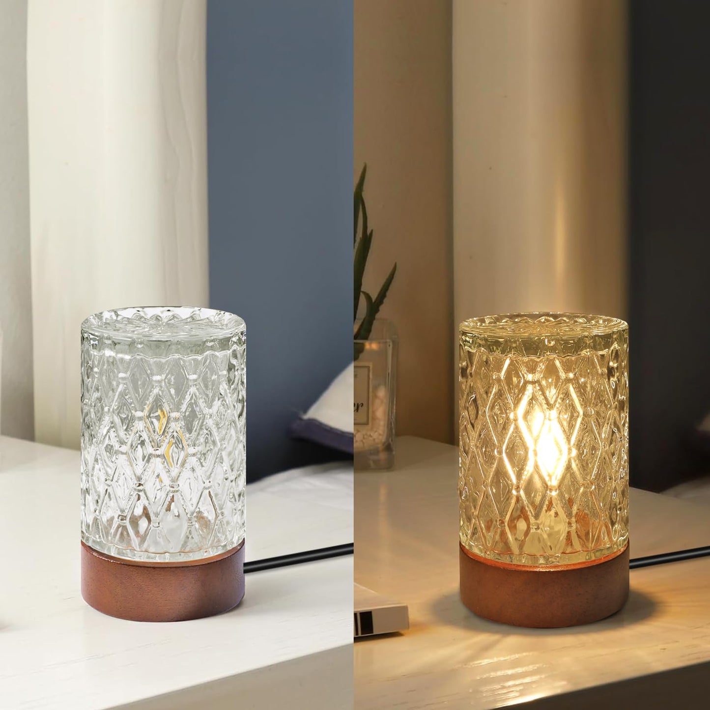GZWANHANGMY Mini Soft Warm LED Night Light,Dimmable Bedside Lamp Small Nightstand Glass Lamps Desk Reading Light for Bedroom,Living Room,Study
