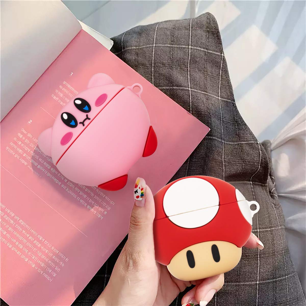 [2 Pack] TOLUOHU Case for Airpods Pro,3D Cute Cartoon Funny Anime Character for Girls Boys Kids Teens Women,Shockproof Soft Silicone Case
