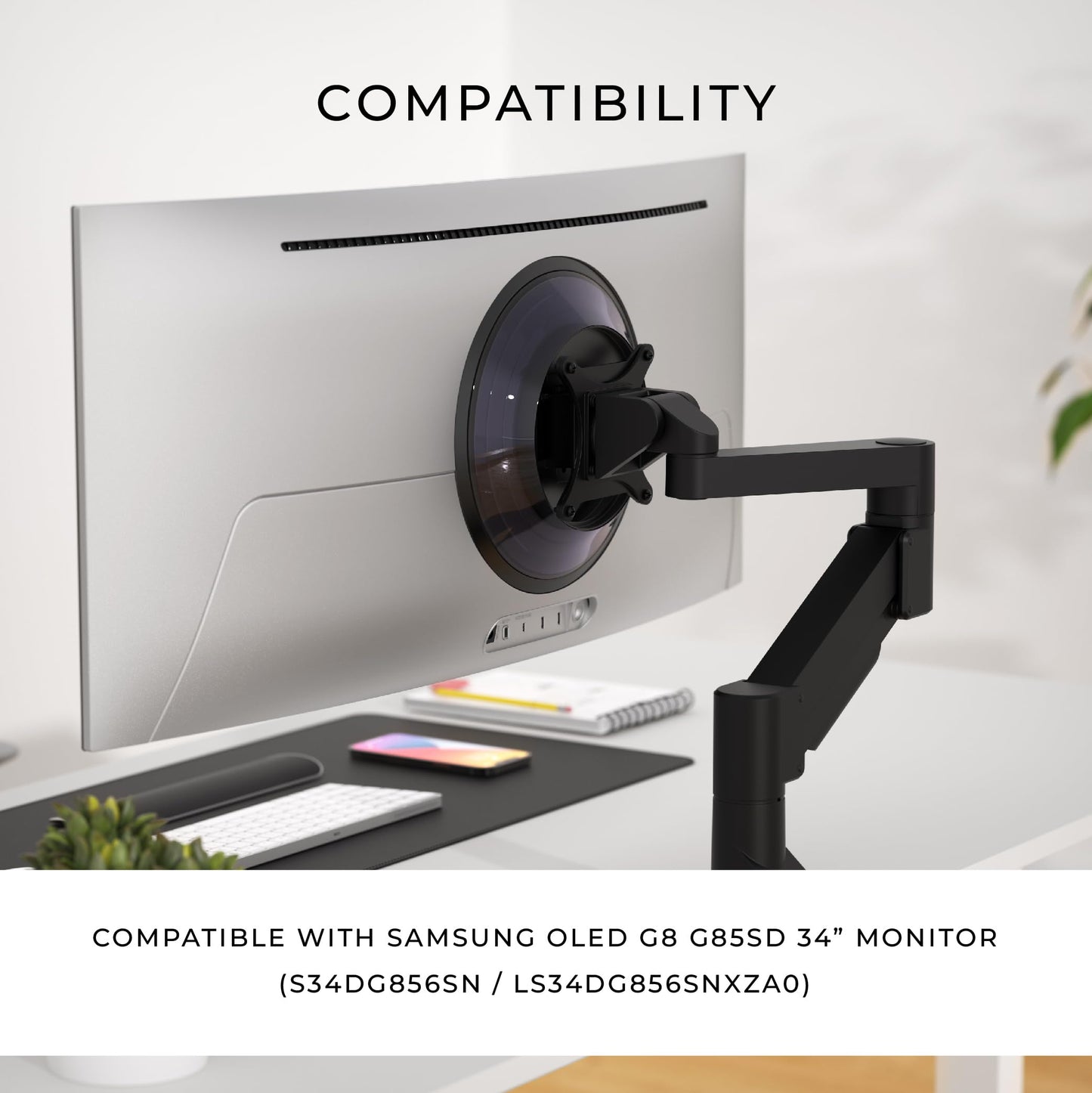 HumanCentric VESA Mount Adapter Compatible with Samsung Odyssey OLED G8 Monitors S34BG850SN and S34DG856SN, Works with G8 34-inch, Mount on a Monitor