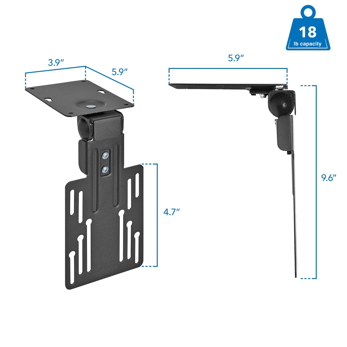 Mount-It! Compact Folding Ceiling TV Mount | Flip Down and Under Cabinet TV Bracket for Small Screens Up to 24 Inches | 90° Tilt and 360° Swivel |