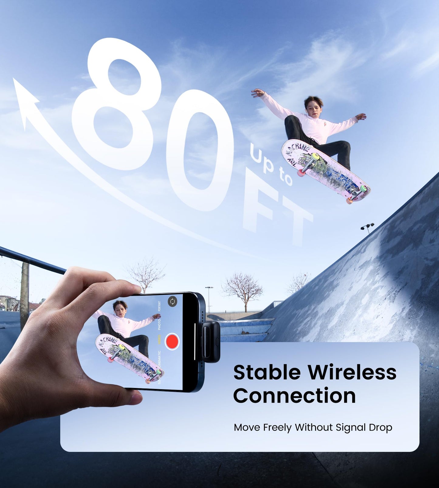 Sunnymark Mini Wireless Lavalier Microphone for iPhone/Android/Laptop, Plug & Play mini Mic with USB C Receiver and Lightning Adapter, Noise Reduction