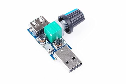 KNACRO 5W Mini USB Fan Air Volume Speed Stepless Governor Module DC 4-12V to 2.5-8V Speed Control Knob with Switch Function (1pc)