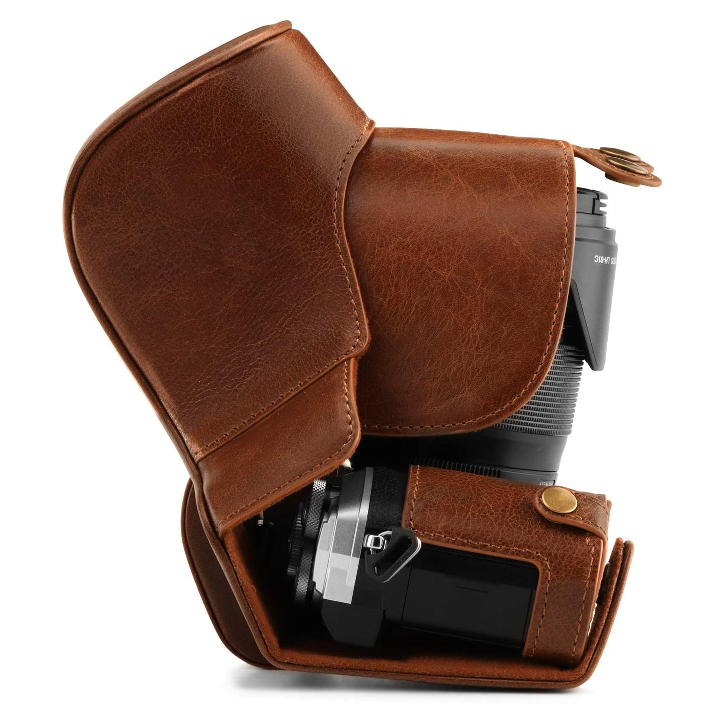 Megagear MG1863 Ever Ready Genuine Leather Camera Case Compatible With Olympus Om-D E-M5 Mark I?? - Brown