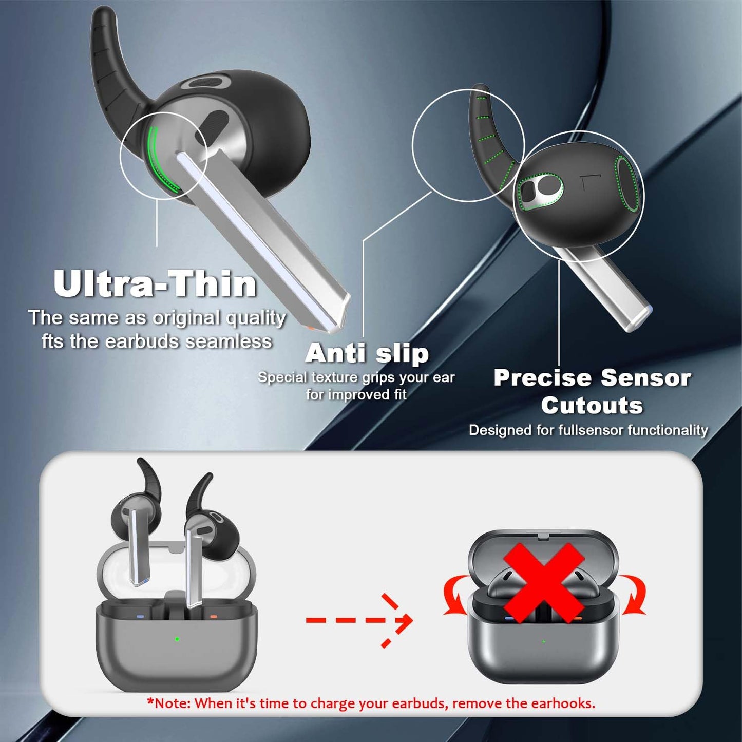 Ear Hooks for Galaxy Buds 3, WADVCU 5 Pairs Ear Hook Compatiable with Samsung Galaxy Buds 3 Silicone Accessories Anti-Slip Ear Covers Holder [Not Fit