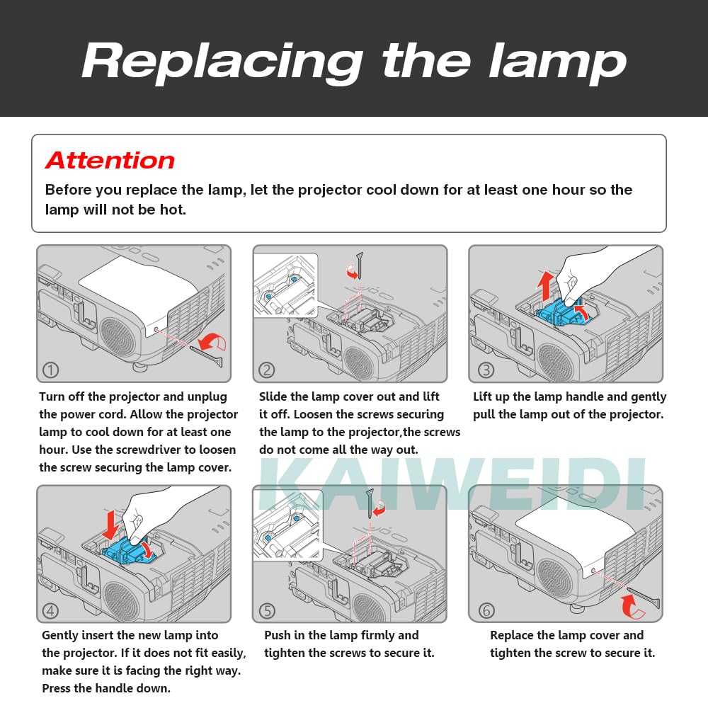 KAIWEIDI Replacement Projector Lamp for ELPLP97/V13H010L97 Epson Powerlite Home Cinema 2350 2250 2200 2150 2100 1080 1060 880 760 660,1288 1286 2247U