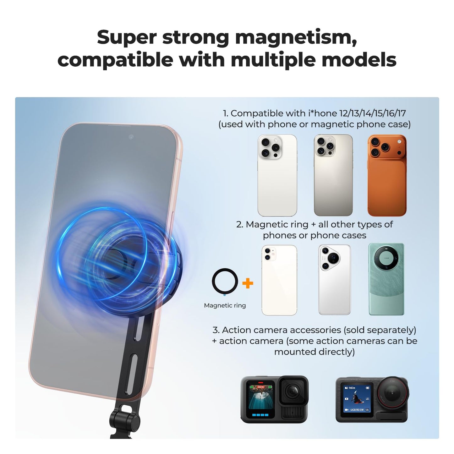 K&F CONCEPT 2-in-1 Magnetic & Clip-on Neck Phone Holder