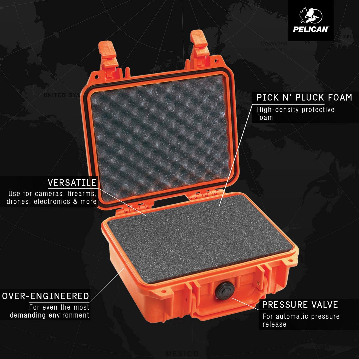 Pelican 1200 Case With Foam (Orange)