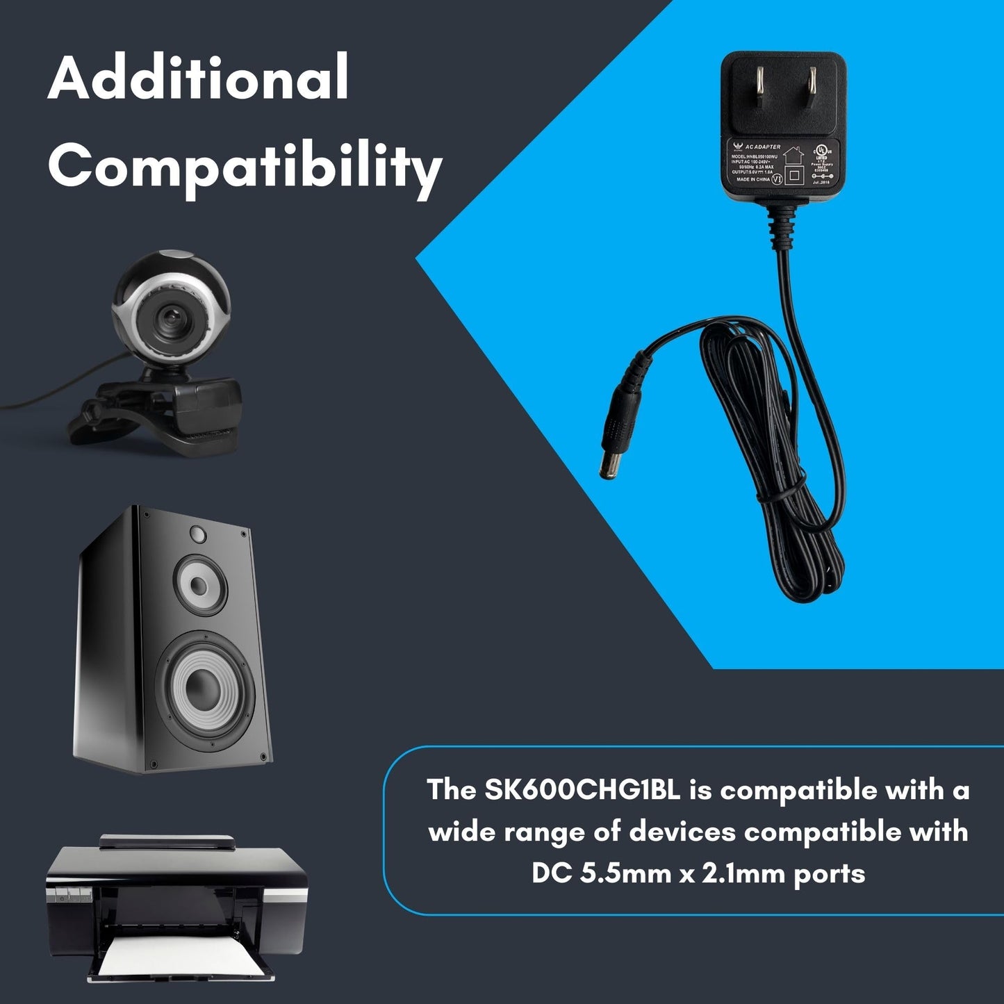 Ideal Security AC Adapter for SK6 and QH Series Alerts, Black