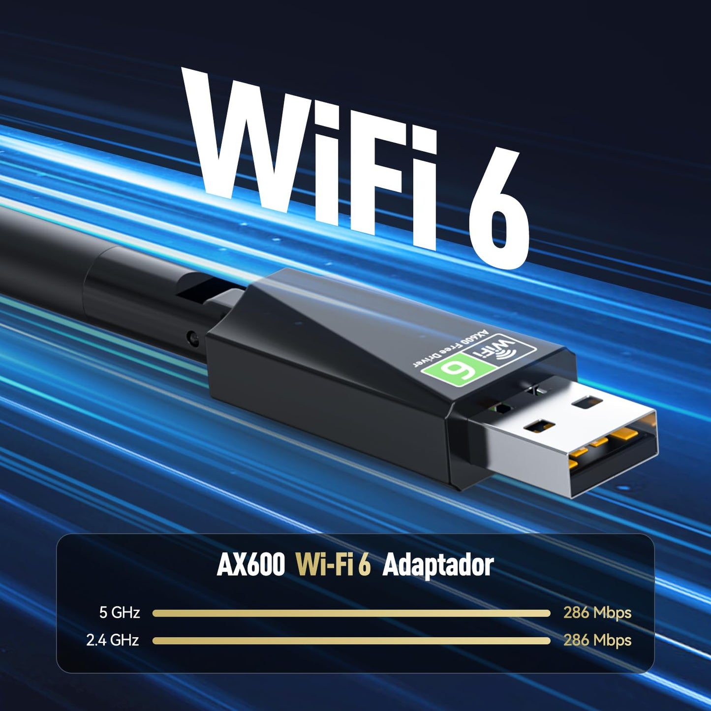CY-SUZON USB WiFi Adapter for Desktop PC, AX600 USB WiFi 6 Adapter with 5GHz/2.4GHz Dual Band, Bulit-in Driver for Windows 10/11 (AX600H)