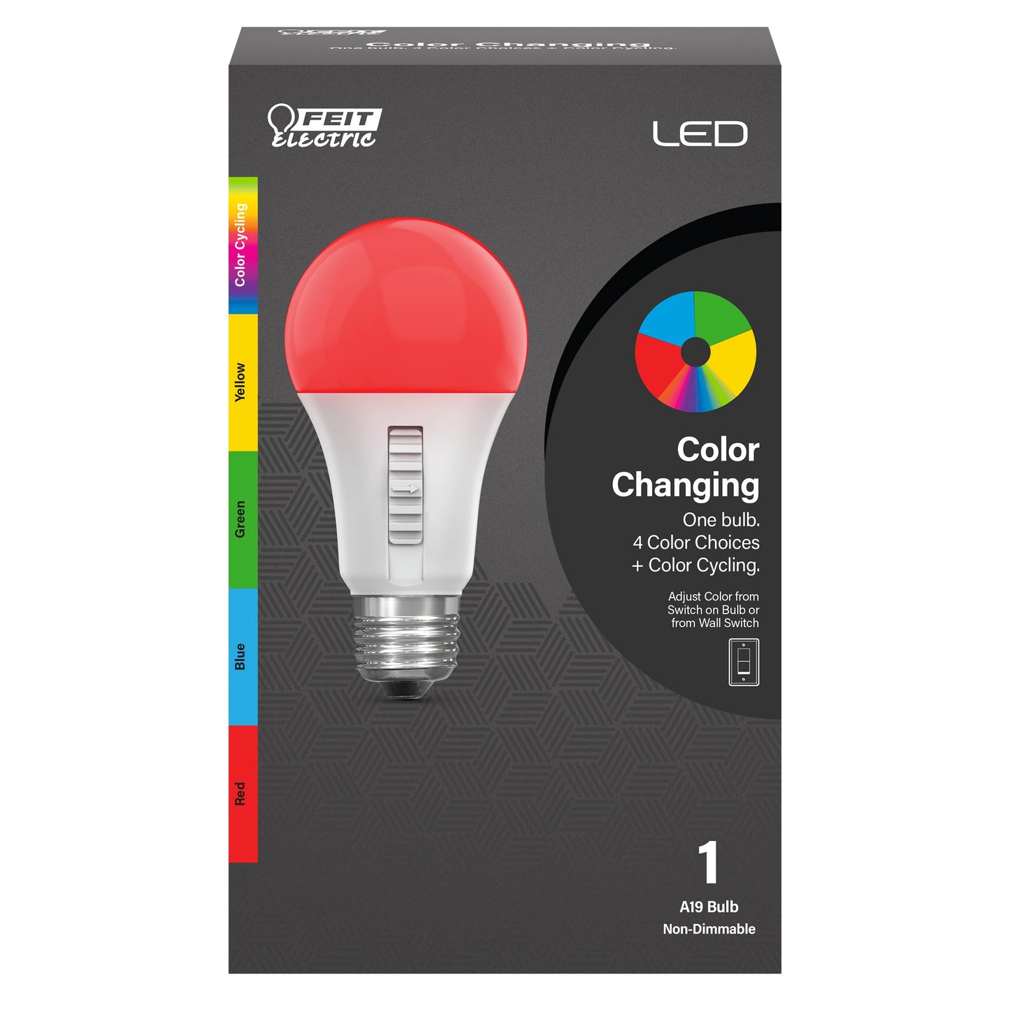 Feit Electric A19 LED Party Light Bulb, RGB Color Changing, E26 Base