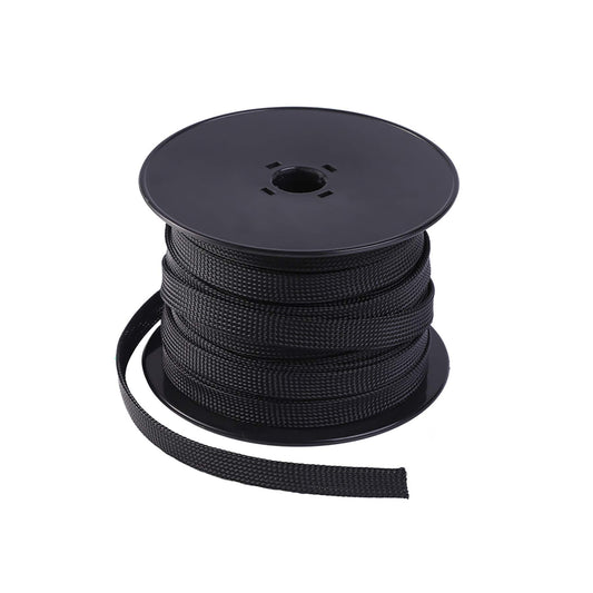 Keco 100ft - 1/4 inch PET Braided Expandable Cable Sleeve - Wire Sleeving for Audio Video and Other Home Device Cable Automotive Wire - Black