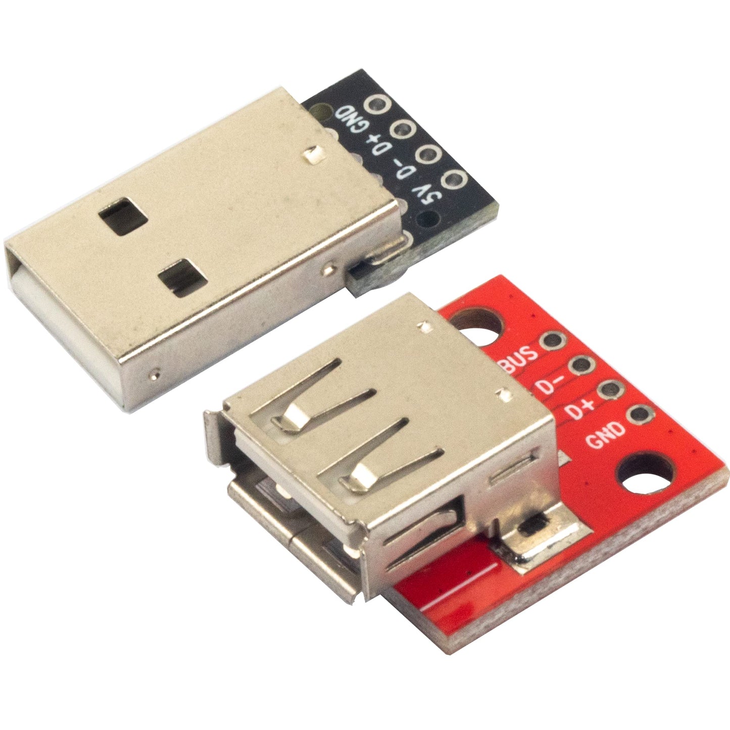 jujinglobal 10pcs USB 2.0 Type A Male and Female Breakout Board 4 pins 2.54mm Output (5pcs Male Port / 5pcs Female Port)