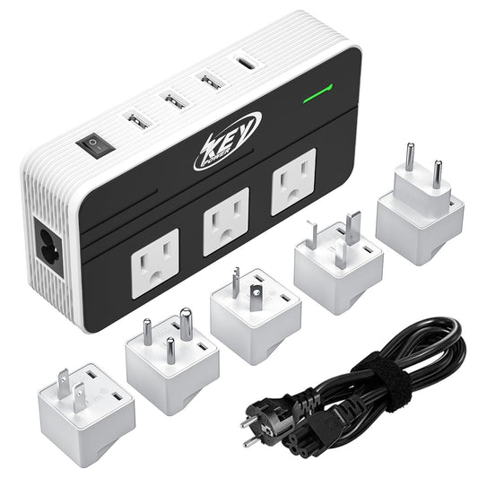 Key Power 230-Watt Step Down 220V to 110V Voltage Converter & International Travel Adapter/Power Converter with USB-C Port 18W - [Use for USA…