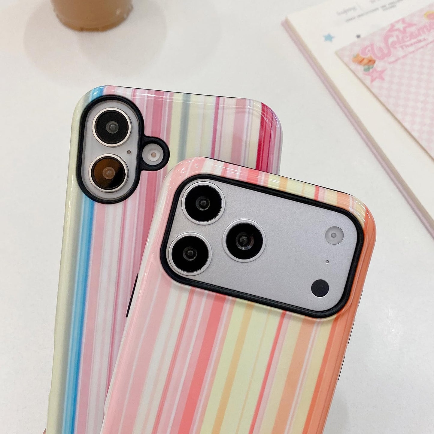 XYUQZQ Colorful Striped Pattern Phone Case,for iPhone 17 Pro Max
