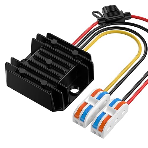 12V to 5V Converter 10A 50W, 24V to 5V Converter with Fuse Waterproof and Wire Terminal Block, Buck Converter 24V to 5V for Car Electronics Truck…